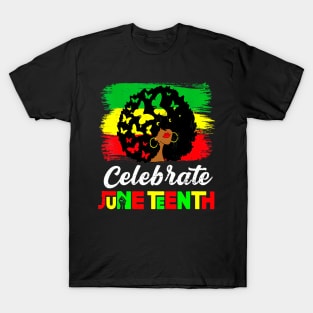 Juneteenth Afro Woman Black Queen African American Melanin T-Shirt